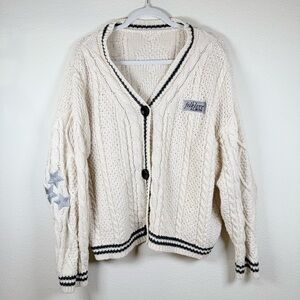 Women's Cream Cable Knit Cardigan L
